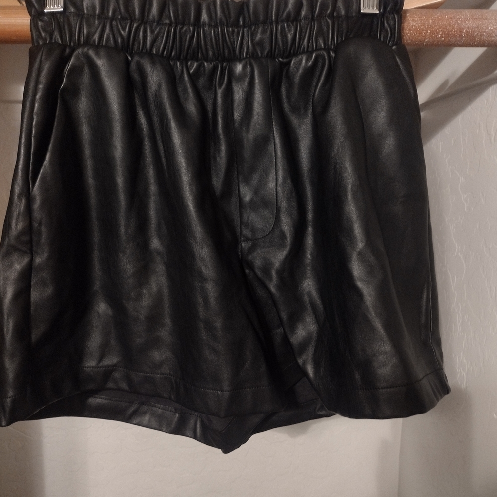 BB Dakota Black High Waist Leather Shorts